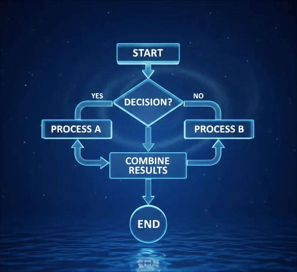 An image of a 3d flow chart.