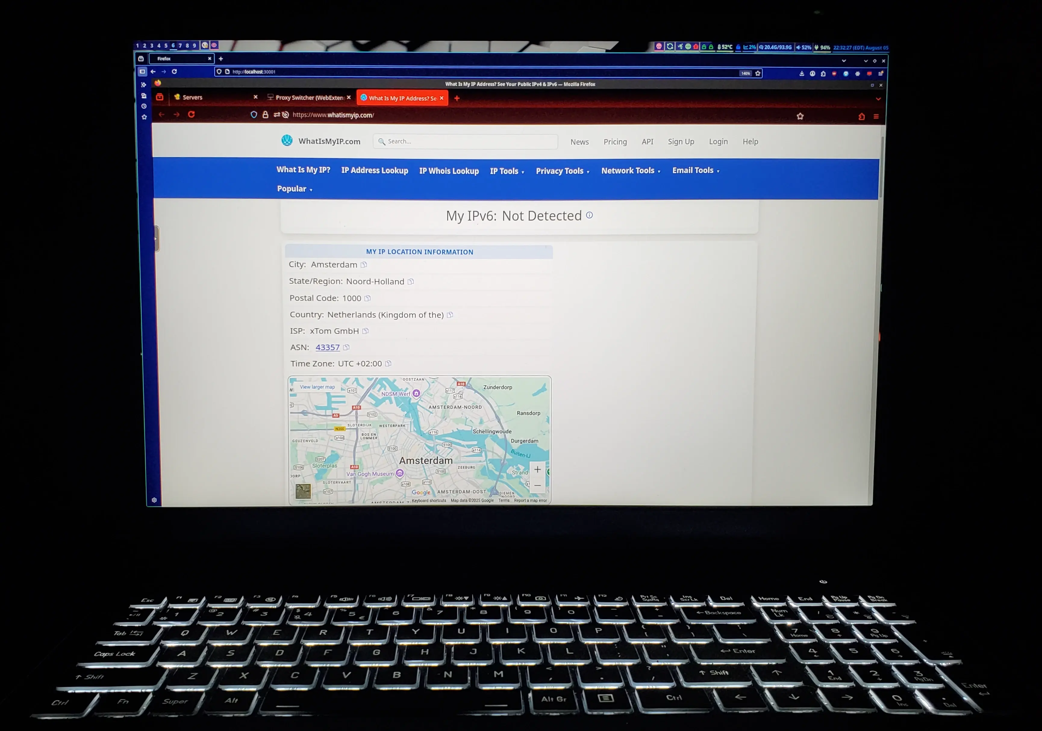 A secure, custom-built computer workstation with multiple screens.