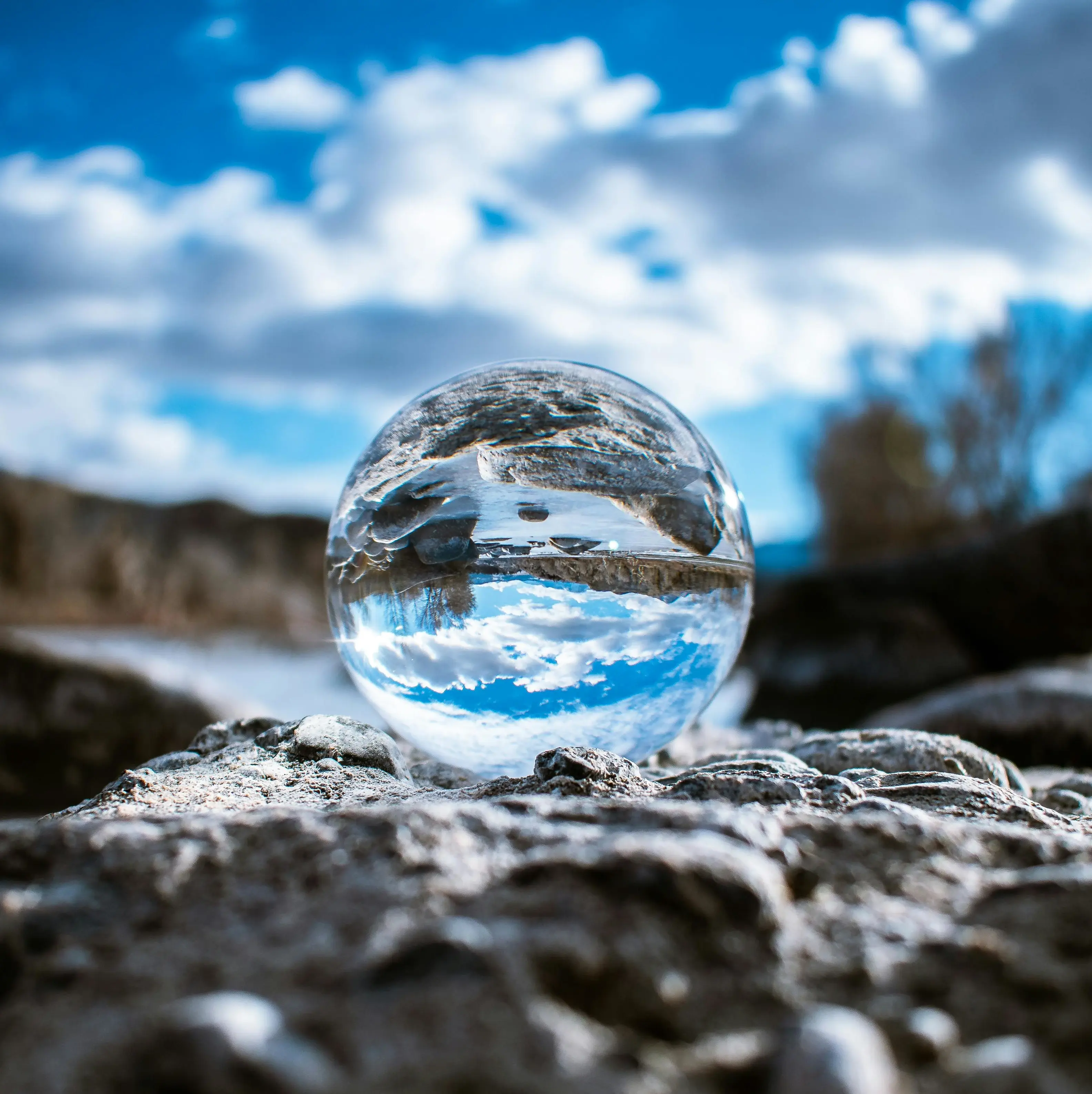 A transparent glass sphere.
